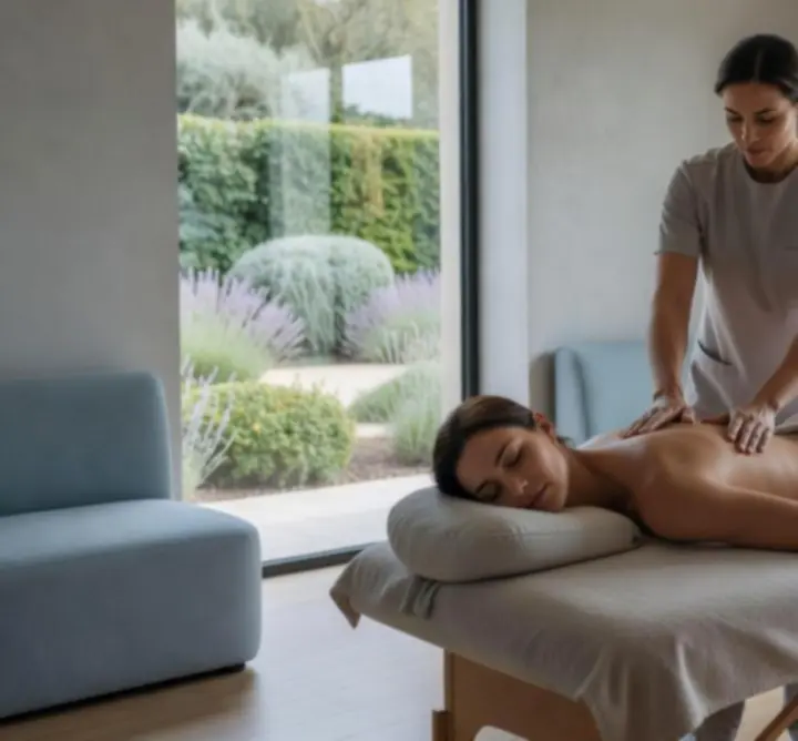 Client en pleine relaxation pendant un massage professionnel