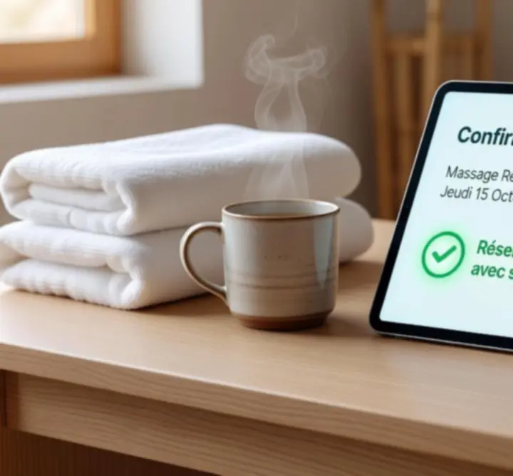 Message de confirmation de réservation affiché sur un écran