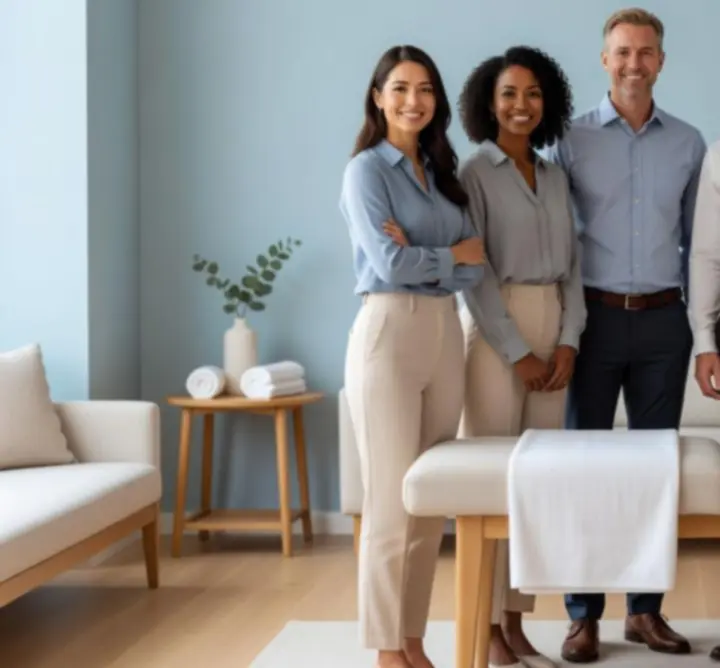 Équipe de thérapeutes de massage professionnelle dans un espace de bien-être