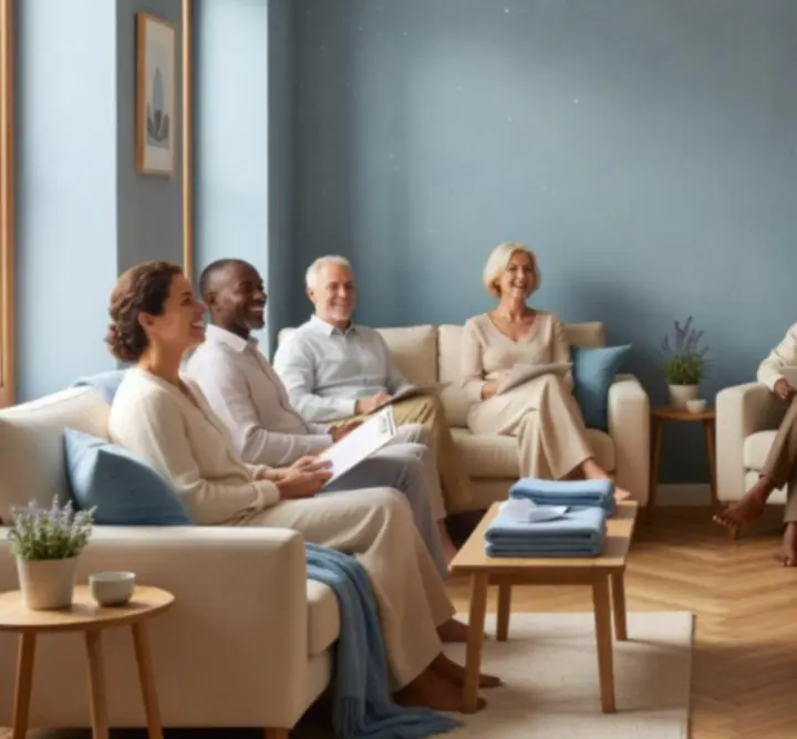 Clients détendus partageant leur expérience de massage